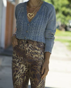Pantalon LEONI TWIST Print Beige - tienda online