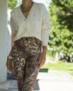 Imagen de Pantalon LEONI TWIST Print Beige