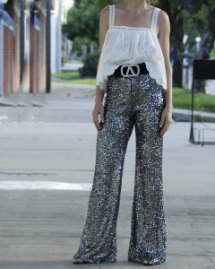 Pantalon STAR Negro & Plateado en internet