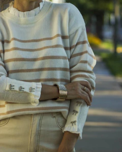 Sweater MINDEN Rayas Beige - Yo Kiero
