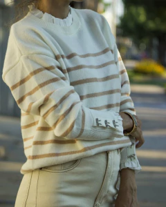 Sweater MINDEN Rayas Beige - tienda online