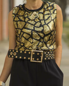 Imagen de Blusa Musculosa STYLE Negra & Dorado