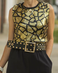 Blusa Musculosa STYLE Negra & Dorado