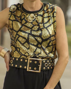 Blusa Musculosa STYLE Negra & Dorado