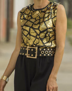 Blusa Musculosa STYLE Negra & Dorado - Yo Kiero