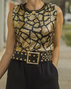 Blusa Musculosa STYLE Negra & Dorado - comprar online
