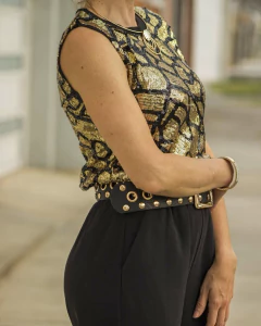 Blusa Musculosa STYLE Negra & Dorado - tienda online