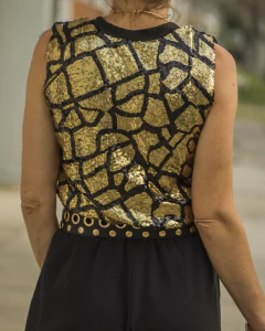 Blusa Musculosa STYLE Negra & Dorado en internet