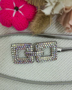 Cinto Caderin COD 8331 - DOBLE CUADRADO STRASS Plateado - comprar online