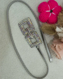 Cinto Caderin COD 8331 - DOBLE CUADRADO STRASS Plateado en internet