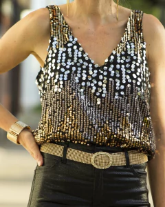 Blusa Musculosa TORY Plata & Oro - Yo Kiero