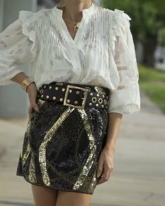 Pollera Mini ROGEL Negra & Dorada - comprar online