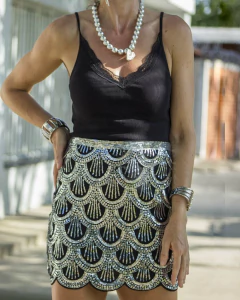 Pollera Mini SUVA Negro & Plateado en internet