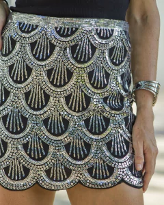 Pollera Mini SUVA Negro & Plateado