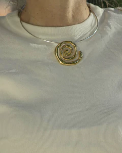 Gargantilla Rígida CODIGO 2281 Plateada con Dorado