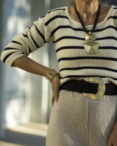 Sweater AGATA Crudo a Rayas