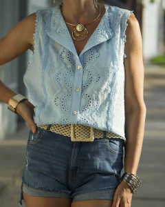 Camisa DAISY Celeste - tienda online
