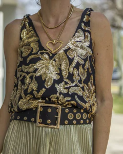 Blusa Musculosa DELHI Negra & Dorado