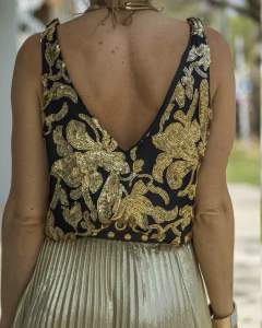 Blusa Musculosa DELHI Negra & Dorado - Yo Kiero