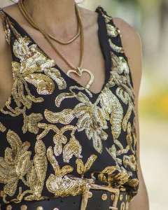 Blusa Musculosa DELHI Negra & Dorado en internet
