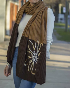 Ruana JOY Chocolate & Beige