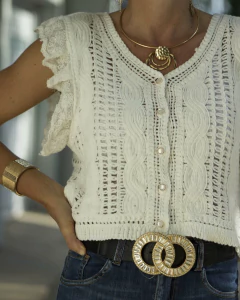 Camisa Tejida OFELIA Blanca - tienda online