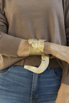 Pulsera Rígida HOJAS CÓDIGO 4869 Dorada en internet