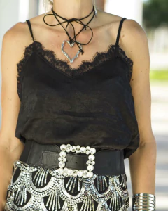 Blusa Musculosa IVORY Negra con Negro