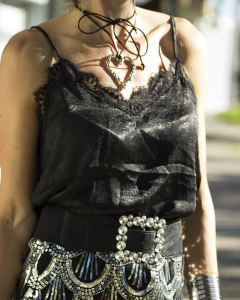 Blusa Musculosa IVORY Negra con Negro - tienda online