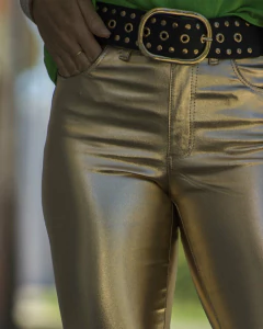 Jeans Riffle Chupin Metalizado Dorado R5067