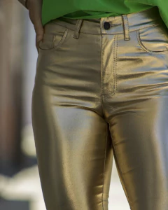 Jeans Riffle Chupin Metalizado Dorado R5067 en internet