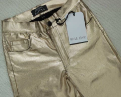 Jeans Riffle Chupin Metalizado Dorado R5067 - Yo Kiero