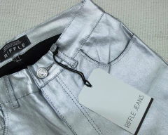 Jeans Riffle Chupin Metalizado Plateado R5068 - comprar online