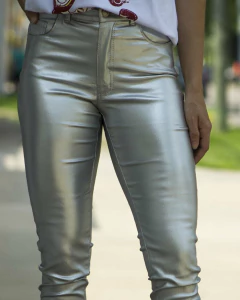 Jeans Riffle Chupin Metalizado Plateado R5068 en internet