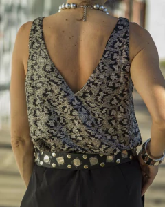 Blusa Musculosa DONAMI Negra & Plata en internet