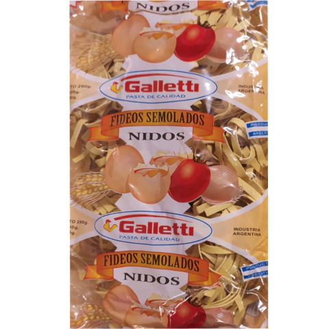 Fideos Nido Galletti Semolados x 400 gr