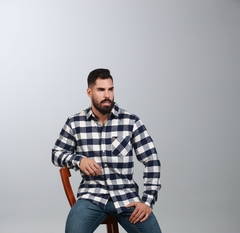 Camisa Xadrez Manga Longa Flanelada Azul 3248