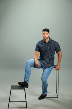 Camisa de Manga Curta Estampada Azul Marinho 4119 - comprar online