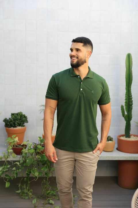 Camisa Polo Básica Verde Musgo 0010