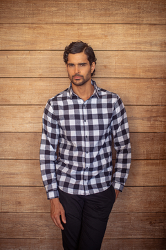 Camisa Xadrez Manga Longa Flanelada Branca 3270