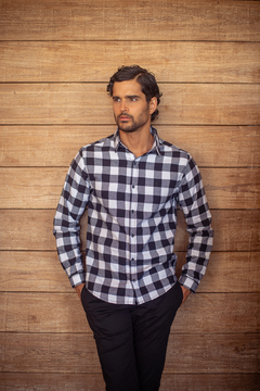 Camisa Xadrez Manga Longa Flanelada Branca 3270 - comprar online