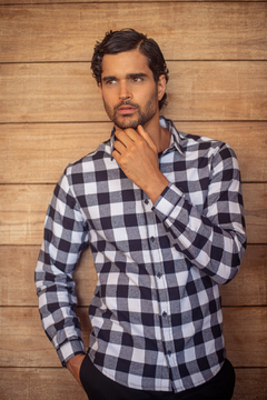 Camisa Xadrez Manga Longa Flanelada Branca 3270 na internet