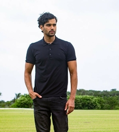 Camisa Gola Polo de Algodão Pima Preta 2467