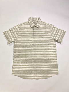 Camisa Manga Curta com Listras Verde 4212