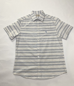 Camisa Manga Curta com Listras Azul 4212