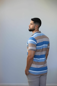 Camisa Polo Listrada Azul 2473 na internet