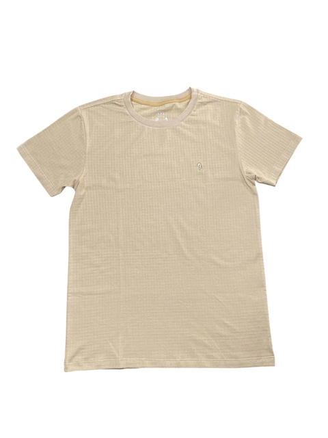 Camiseta Gola Careca Masculina Bege com Textura 1174 - comprar online