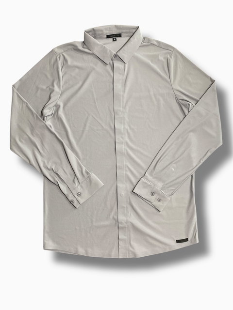 Camisa Manga longa de Botão Masculina Cinza de Poliamida 3301 - comprar online