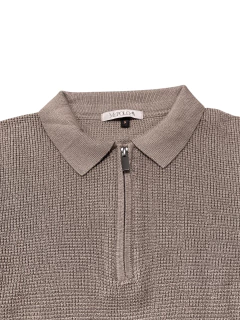 Suéter Gola Zíper Masculino Marrom 2658 na internet