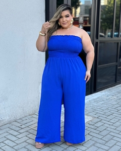MACACÃO LONGO ELASTEX PLUS SIZE ANDREZA AZUL - comprar online